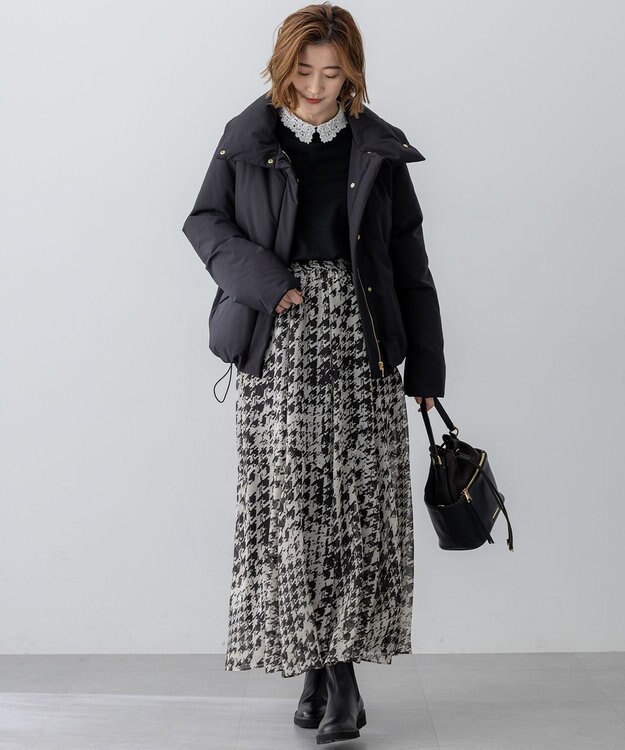 23区 L 【一部店舗限定/滝沢眞規子さん着用/撥水加工】ミリタリー Aライン ダウンコート ブラック系