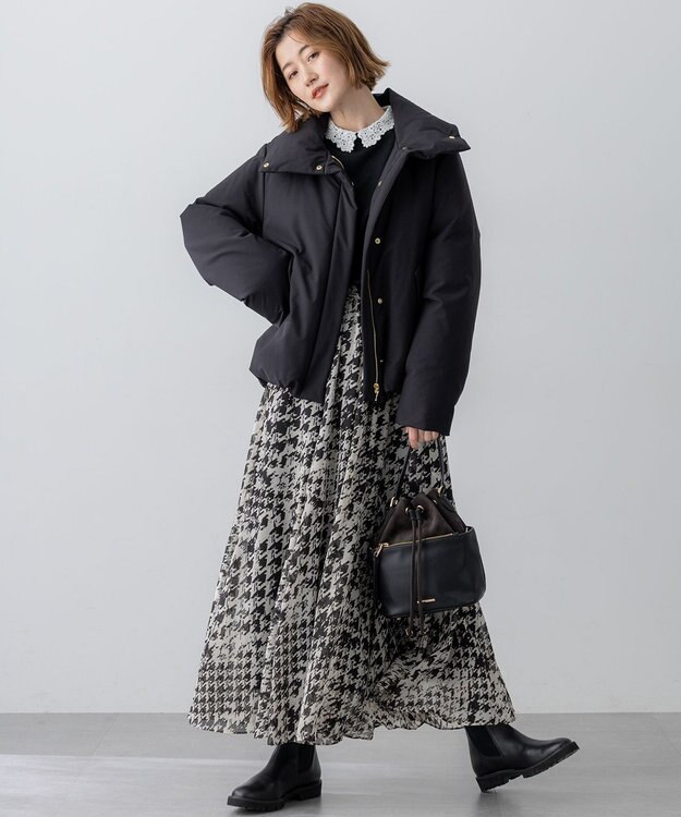 23区 L 【一部店舗限定/滝沢眞規子さん着用/撥水加工】ミリタリー Aライン ダウンコート ブラック系