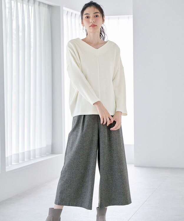 ANY 【洗濯機可能】Vネックニットソー オフ