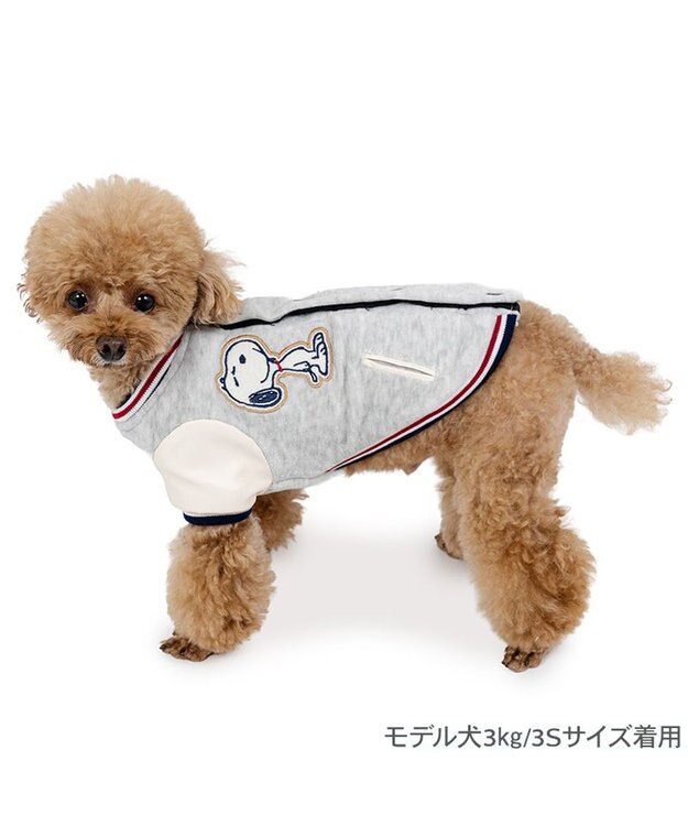 PET PARADISE スヌーピー 遠赤外線 背開き スタジャン 小型犬 グレー