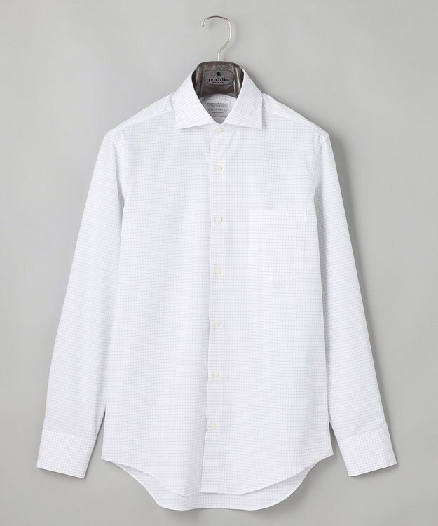 GOTAIRIKU 【形態安定】PREMIUMPLEATS_スモールワイドカラー 通年ドレスシャツ_チェック(25年春夏モデル) ライトグレーチェック