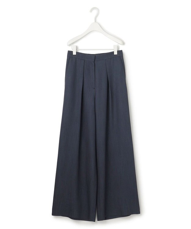 ICB L 【洗える】 ドレープスラブデニム ワイドパンツ インディゴ系