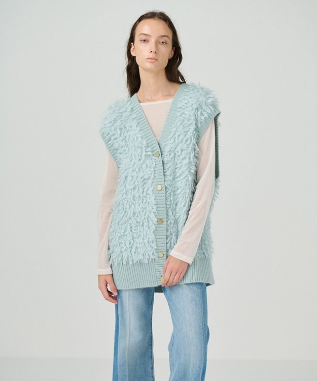 GRACE CONTINENTAL ループニットベスト ライトグリーン