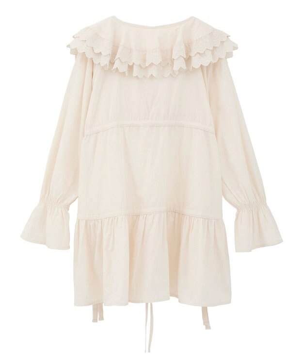 earth music&ecology 【綿100％】サイドリボンラッフルミニワンピース Ecru