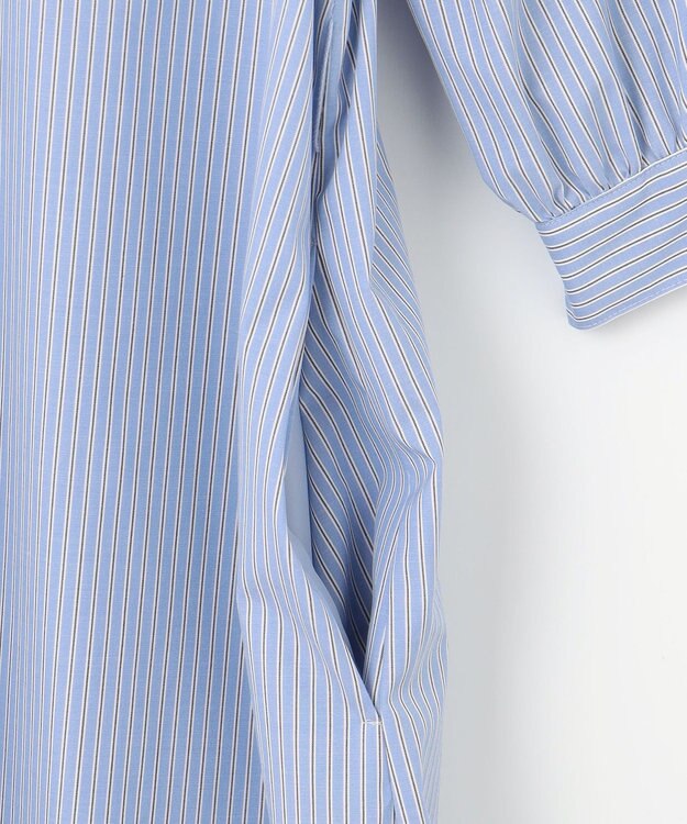 J.PRESS LADIES 【洗える・接触冷感・UVケア】エステネージュ シャツ ワンピース ブルーストライプ系