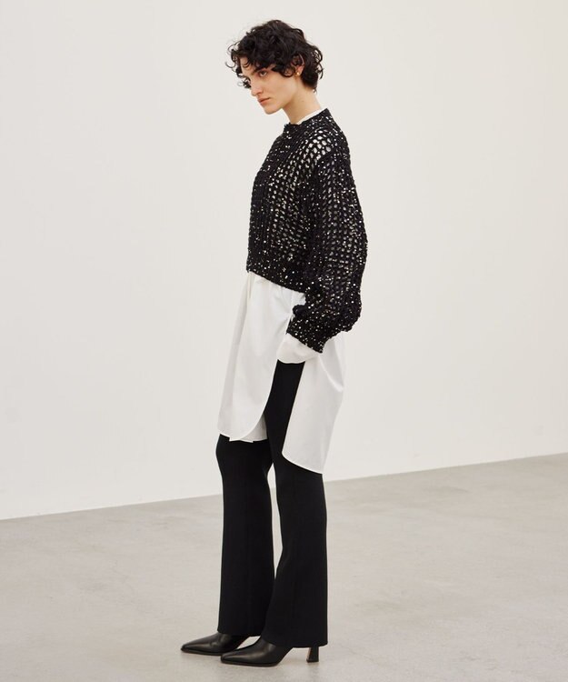 BEIGE， 【洗える】ROUBINE / リブニットパンツ Black