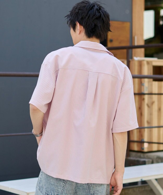 WEGO クロップドSSサッカーストライプシャツ ピンク