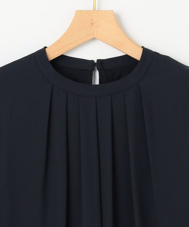 組曲 【WEB限定】ジョーゼットシフォン タックブラウス ネイビー系