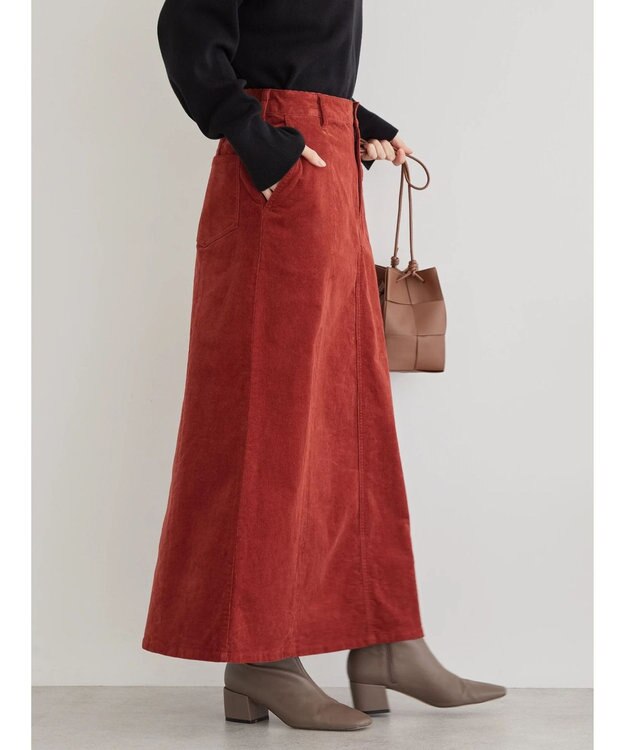 AMERICAN HOLIC コーデュロイＡラインスカート Terracotta