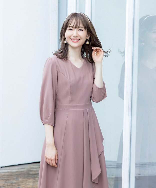 Tiaclasse L 【洗える】大人の洗練ドレープワンピース ピンク