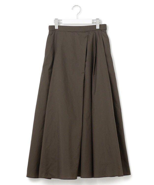 23区 【洗える】ナイロンコットンポプリン タック スカート ブラウン系