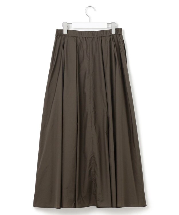 23区 L 【洗える】ナイロンコットンポプリン タック スカート ブラウン系