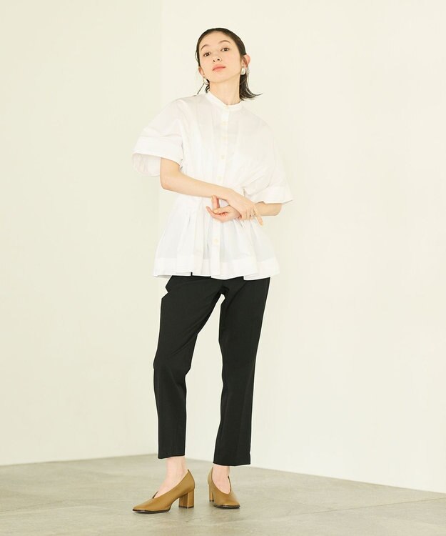 #Newans ナローウエストデザインブラウス ホワイト