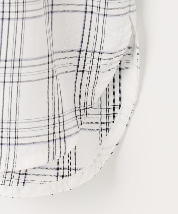 J.PRESS LADIES 【洗える】 セルロースチェック バンドカラー ブラウス ネイビー系3