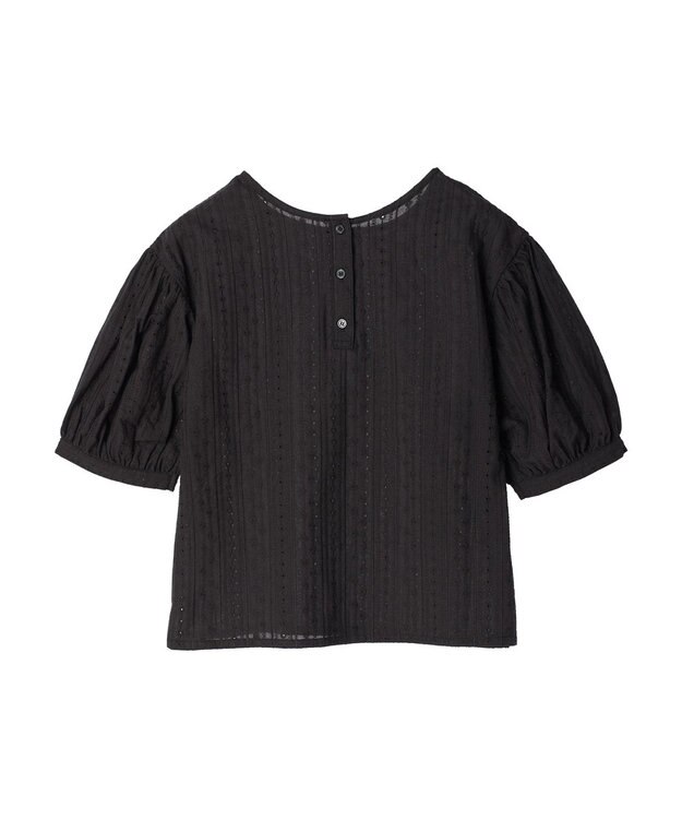 earth music&ecology 刺繍パフスリーブブラウス Black