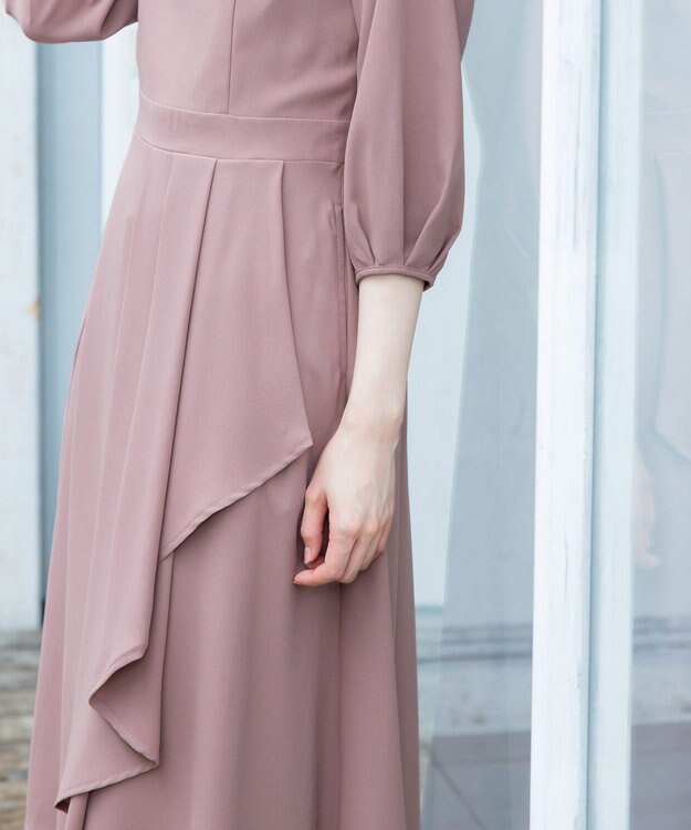 Tiaclasse L 【洗える】大人の洗練ドレープワンピース ピンク