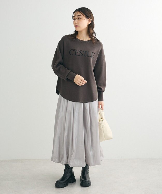 Green Parks もちやわロゴニットプルオーバー Charcoal Gray