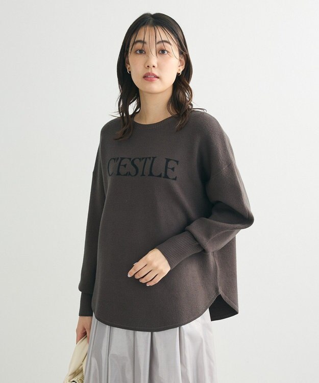 Green Parks もちやわロゴニットプルオーバー Charcoal Gray