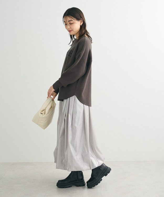 Green Parks もちやわロゴニットプルオーバー Charcoal Gray