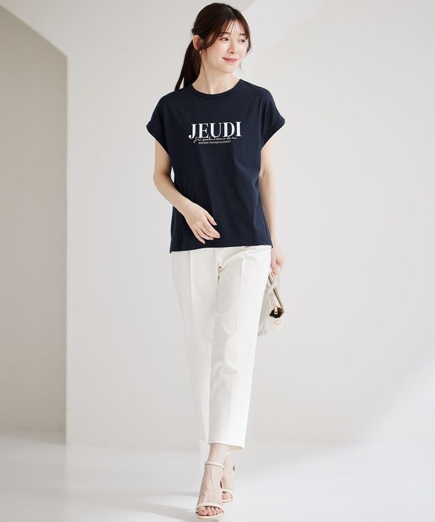 ANY SIS S 【接触冷感・UVケア】冷感ロゴ Tシャツ ネイビー