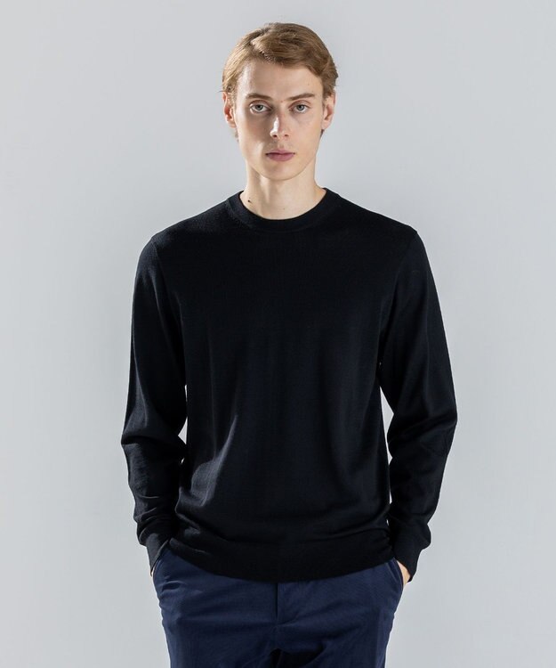 JOSEPH HOMME ウォッシャブルメリノ　クルーネックニット ブラック系