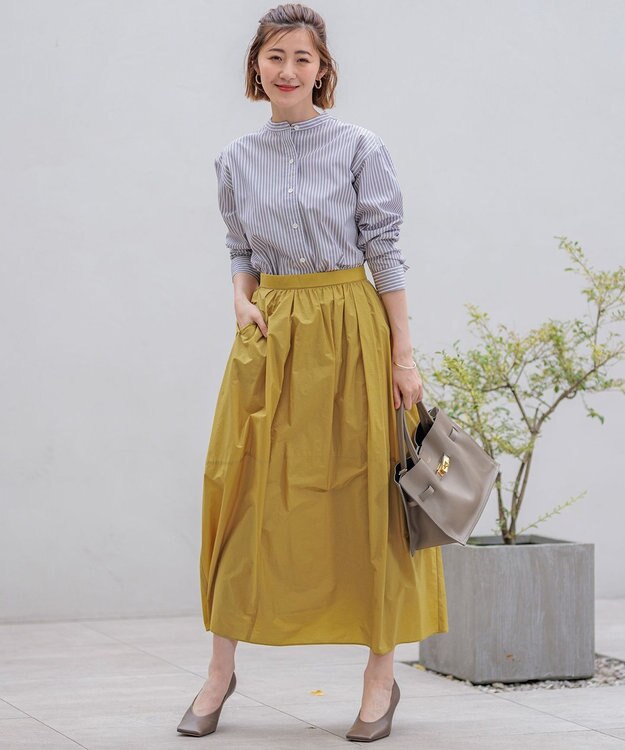 23区 S 【洗える】ナイロンコットンポプリン スカート イエロー系