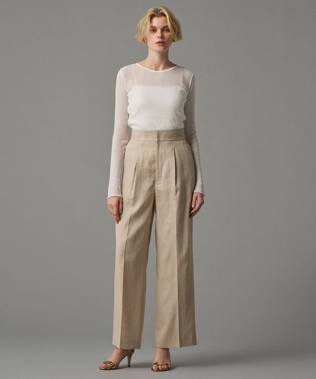 uncrave 【5周年企画・手洗い可】ライト リネン ワイドパンツ（uncrave STANDARD） ベージュ