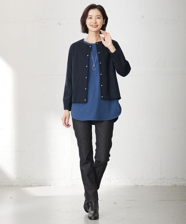 J.PRESS LADIES ミラノリブ カーディガン ネイビー系