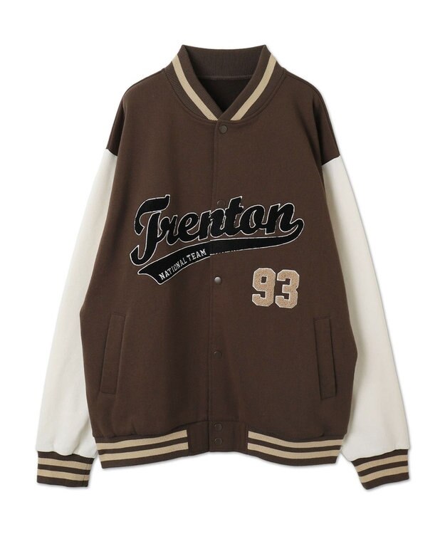 WEGO 【ユニセックス着用ITEM/MLサイズ展開】サガラワッペンスウェットスタジャン ブラウン