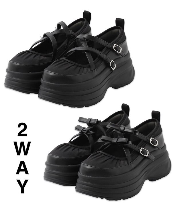 WEGO 2way厚底ストラップシューズ ブラック