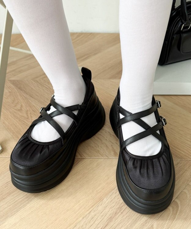 WEGO 2way厚底ストラップシューズ ブラック