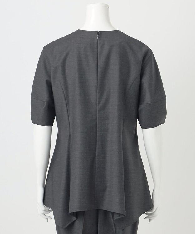 23区 L 【R(アール)】ウールトロストレッチ ランタンスリーブブラウス グレー系