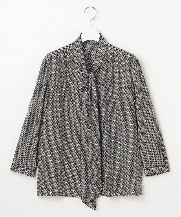 自由区 【洗える】ジオメトリックハートプリント ブラウス グレー系