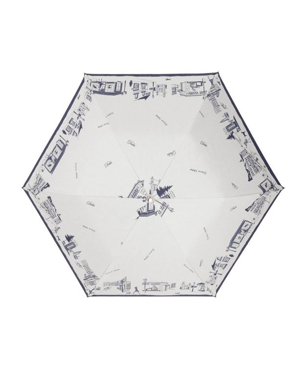 MOONBAT DAKS(ダックス) 晴雨兼用日傘 折りたたみ傘 街並み フワクール生地使用 ホワイト