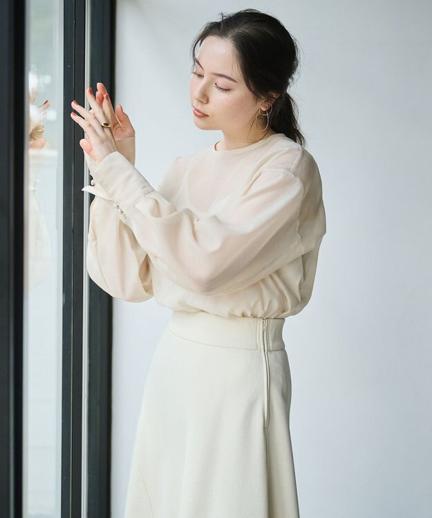 #Newans シアープルオーバーシャツ アイボリー系