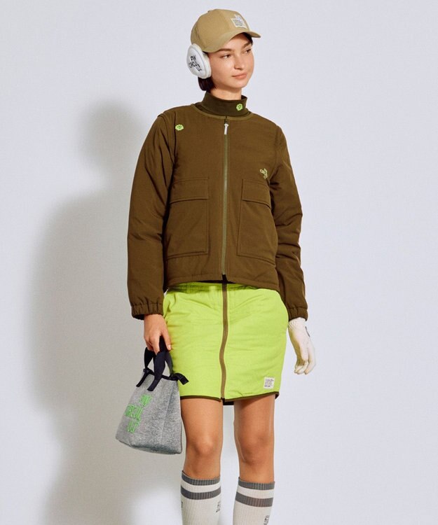 PW CIRCULUS 【WOMEN】キルティング中綿リバーシブルスカート  ゴルフウェア レディース カーキ系