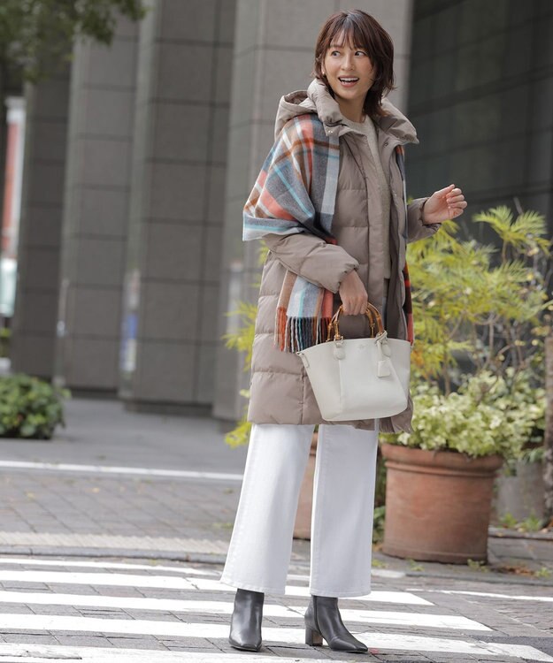 J.PRESS LADIES 【2way】バンブー バッグ グレージュ×オフ系