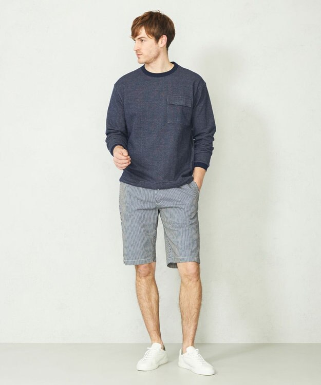 JOSEPH ABBOUD MOUNTAIN 【SPACE／UNISEX】ストライプイージーショートパンツ ネイビー系1