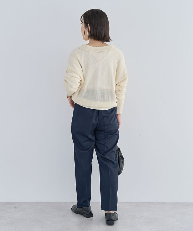 Green Parks 衿つきメッシュニットプルオーバー Ecru