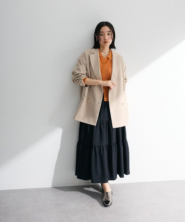 Green Parks 衿つきメッシュニットプルオーバー Orange