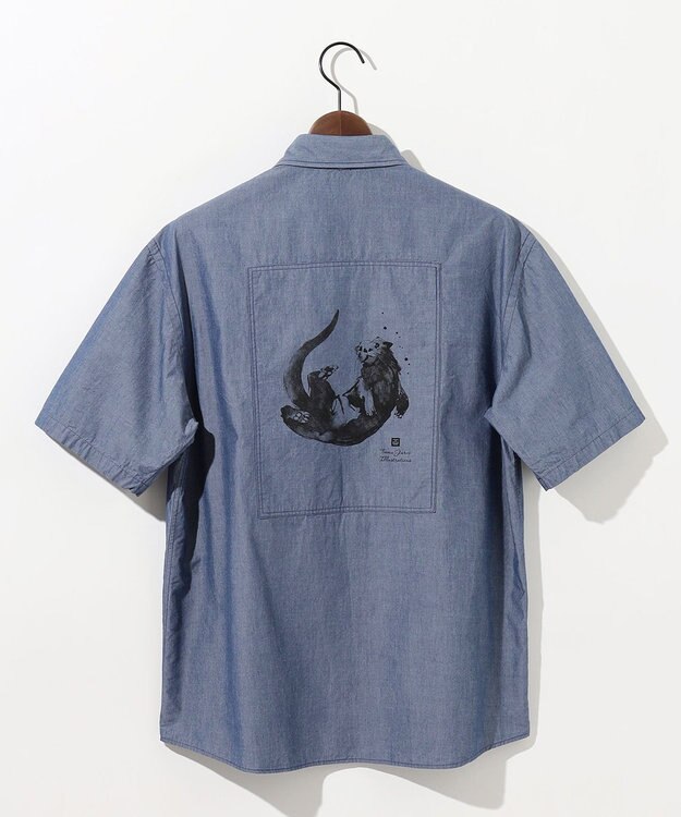 JOSEPH ABBOUD MOUNTAIN 【テーム・ヤルヴィモチーフ】バックデザイン 半袖シャツ ネイビー系