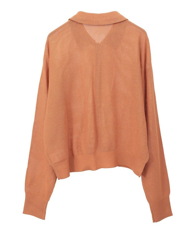 Green Parks 衿つきメッシュニットプルオーバー Orange