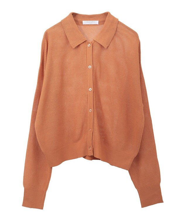 Green Parks 衿つきメッシュニットプルオーバー Orange