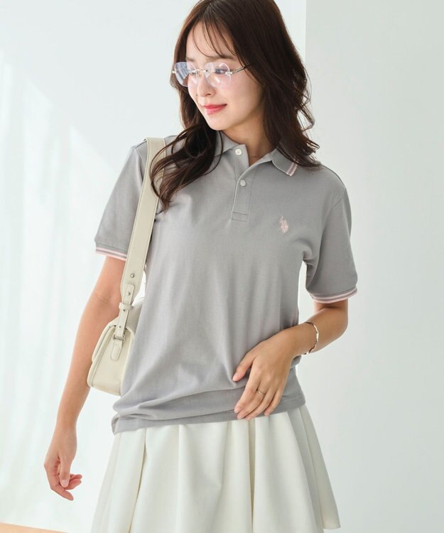 WEGO 【ユニセックス着用ITEM/SMLサイズ展開】別注USPOLOラインポロシャツ グレー