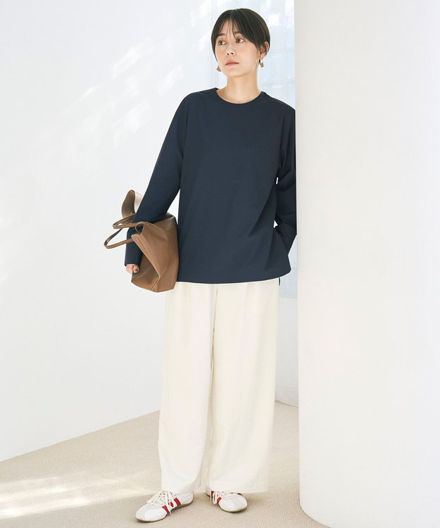 UNFILO ノーカラーコンフォートシャツ ネイビー