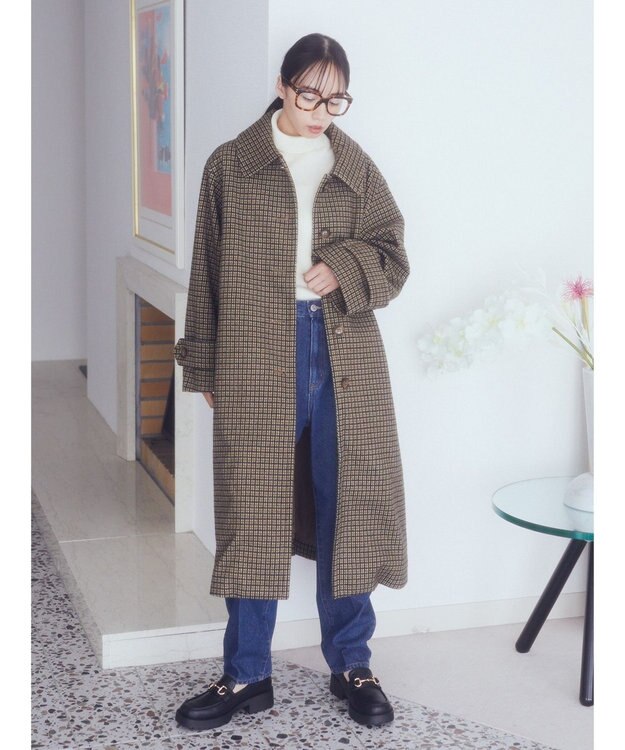 earth music&ecology ステンカラーコート（チェック）