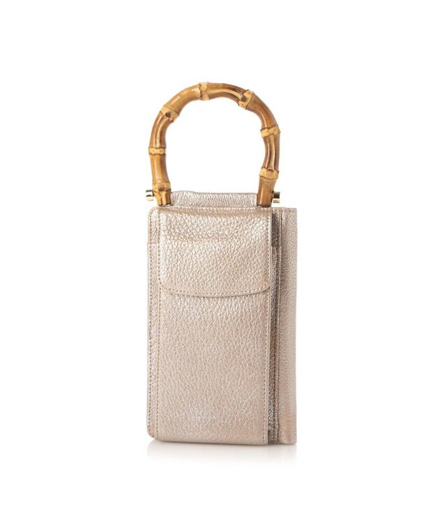 UNBILLION perche バンブーハンドルゴートモバイルウォレットショルダー シルバー