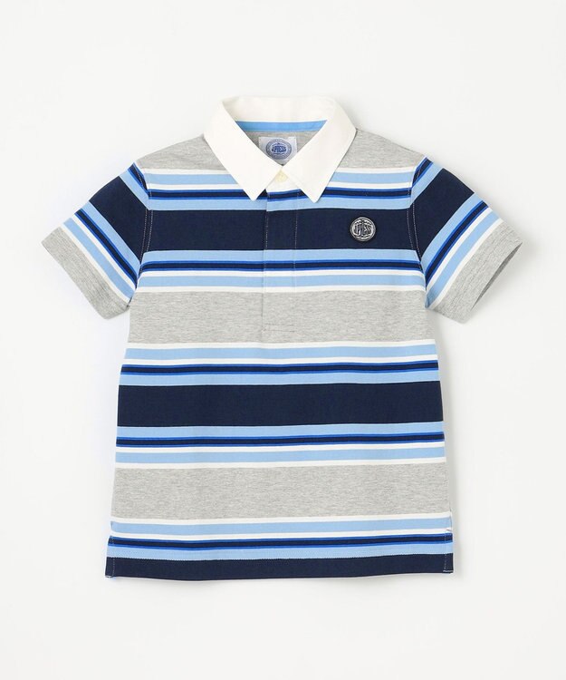 J.PRESS KIDS 【110-130cm】マルチボーダー 半袖ポロシャツ ネイビー系1