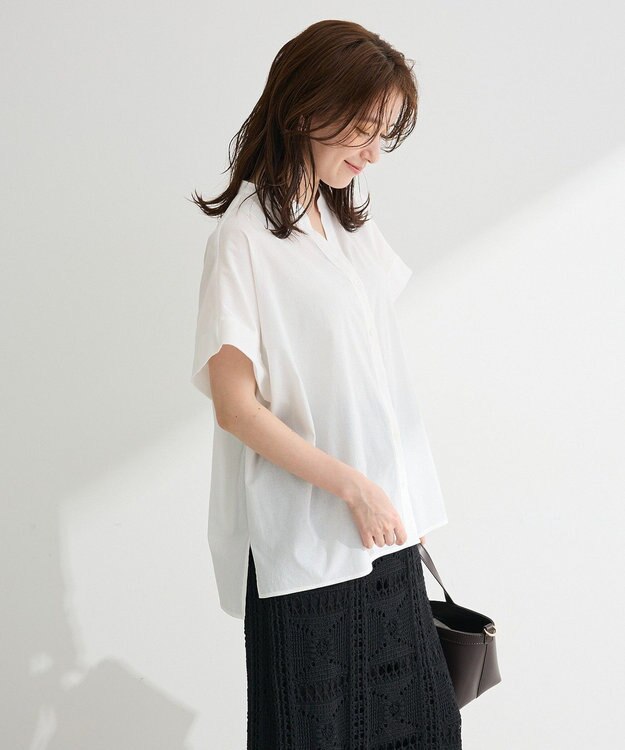 Green Parks 半袖シアースキッパーブラウス Off White