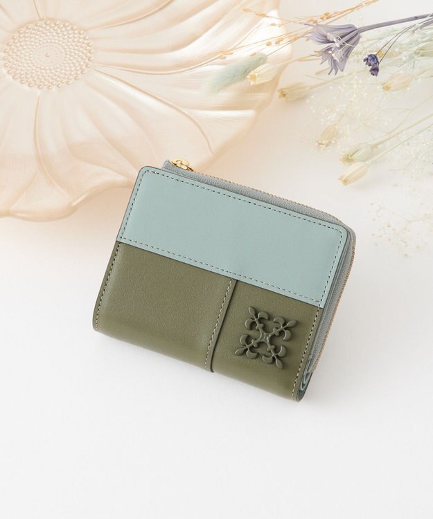 russet 【2025AW新作】パッチワークハーフウォレット(SO-430) Khaki/Sax